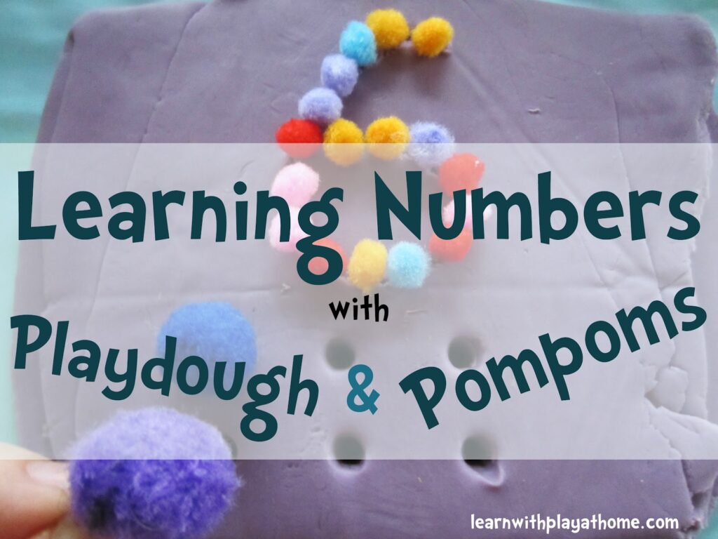 Learning Numbers with Playdough and Pompoms number activity, learn numbers