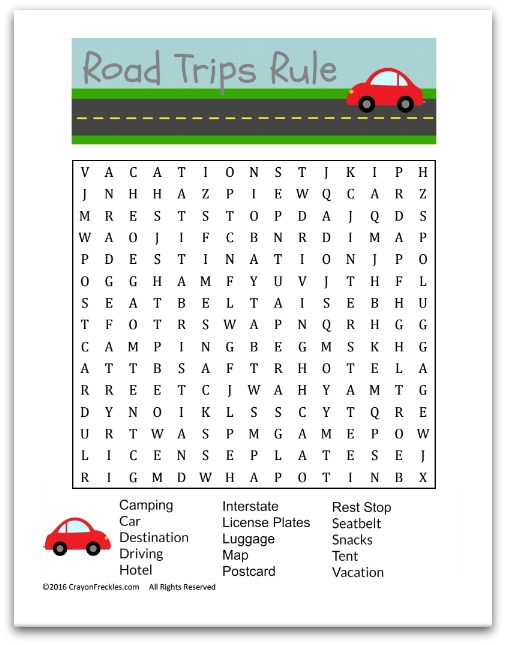 free travel word search