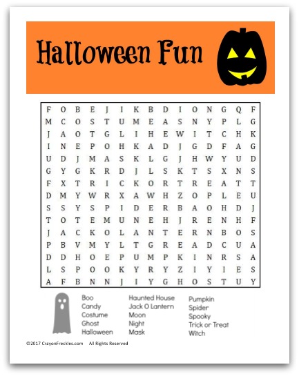 Halloween Word Search Printable - FREE - Growing Play